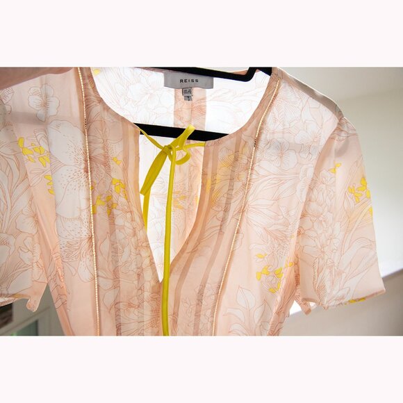 REISS Blush Ivory Carlotta Tie Waist Flippy Belted Dress Sz US8/EU40 - Picture 12 of 13